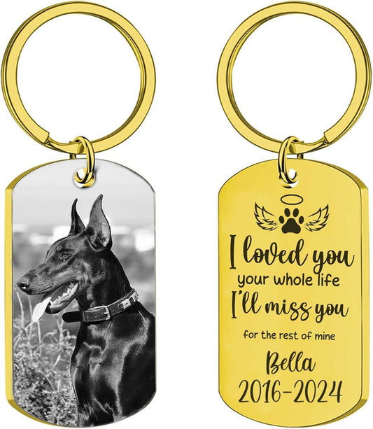 Personalized Pet Memorial Keychain for Loss of Dog Custom Keychain with Dog Picture Customized Sympathy Keyring