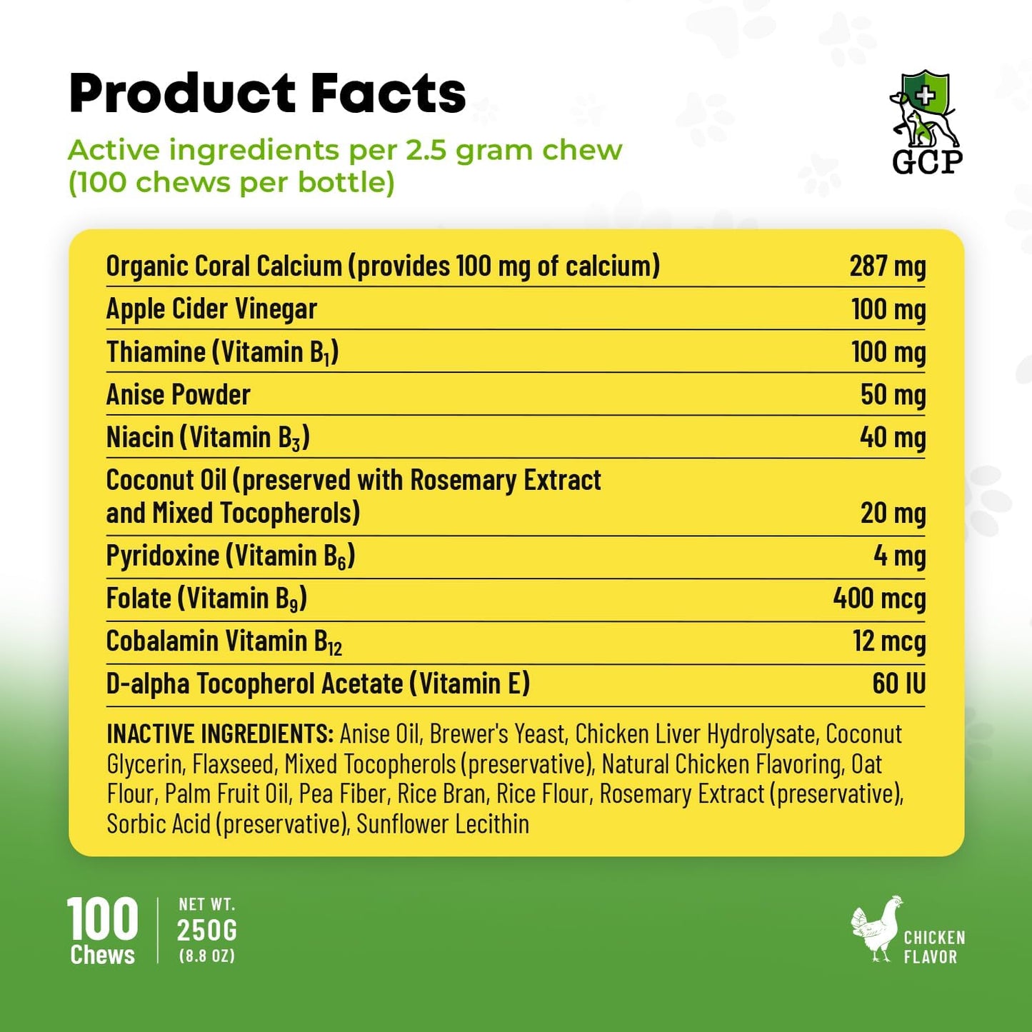 Flea and Tick Chewable Pills - No Harsh Chemicals - 100 Chicken Flavored Treats - Guardian's Choice Pets Brand - Tasty Chews Flea Pills Dogs Love