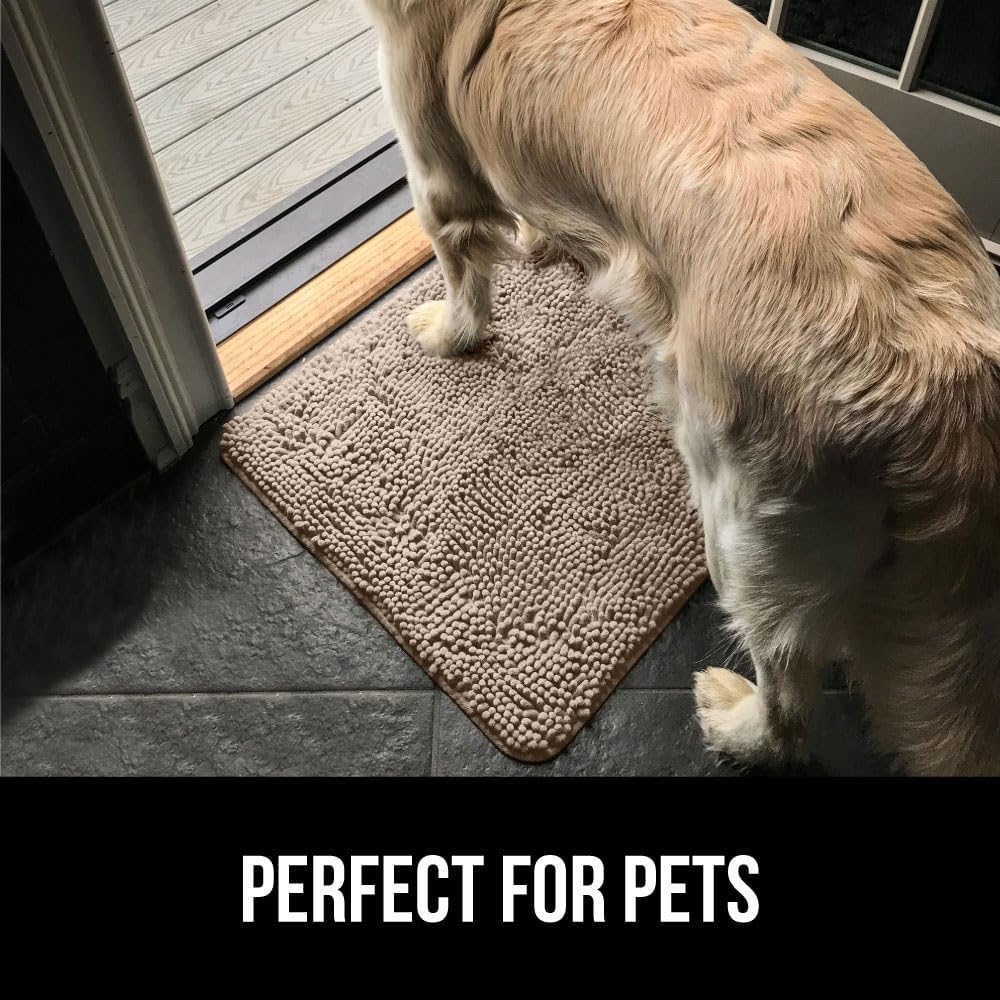 GORILLA GRIP Dog Doormat, Absorbent Doormats for Muddy Dogs Paws, Machine Washable Soakstopper Rugs, Cleaner Floors, US Designed Pet Bed Door Mat, Indoor Entrance Pets Rug, Mats 24x16 Beige