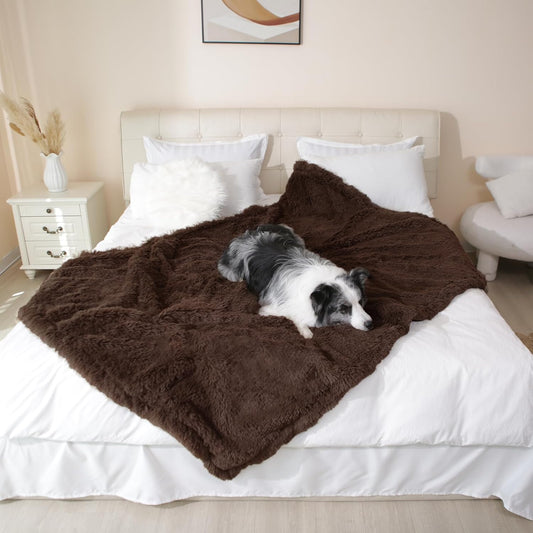 gogobunny Waterproof Dog Blanket for Large Dogs, Cats, Puppy, Reversible Faux Fur Pet Throw Blanket, Washable, Calming Furniture Protection for Sofa Bed (60x80 Inch (Pack of 1), Chocolate)