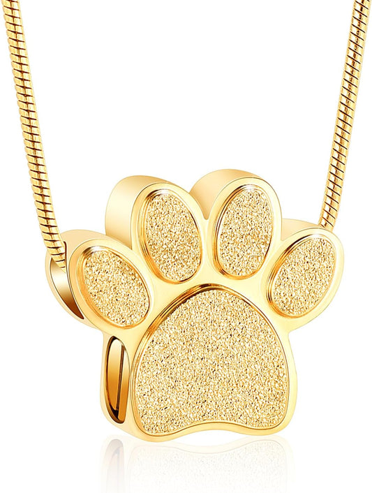 Pet Urns For Dogs/Cats - Pet Ashes Necklace - Paw Print Urn Necklace with Mini Keepsake Urn Memorial Ash Jewelry