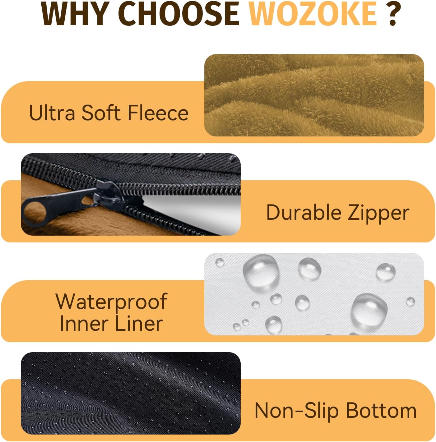 Orthopedic Washable Large Dog Bed: Cooling Dog Bed with Bolsters - Jumbo Bed Waterproof Removable Cover Non-Slip Bottom for Extra Large Sized - Orange