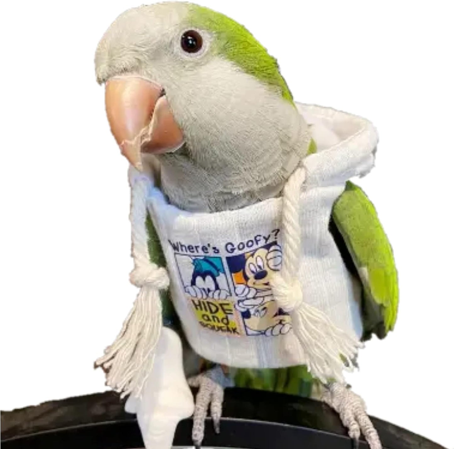 Bird Diaper Flight Suit Frog Shape Hoodie Clothes Cosplay Photo Prop for Parrots Parakeet Cockatiel Sun Conure, Small Animals Apparel (White With Hat, Small)