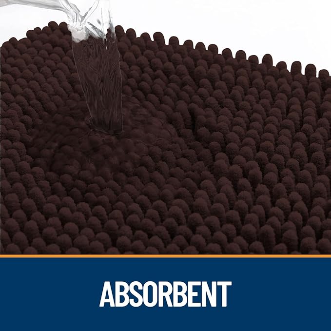 OLANLY Door Mat for Muddy Dog Paws 36x24, Absorbent Chenille Mud Doormat with Paw Print Design, Non-Slip Washable Doormat for Indoor Entryway, Quick-Dry Pet Bed Mats for Dirty Dogs, Brown and Black