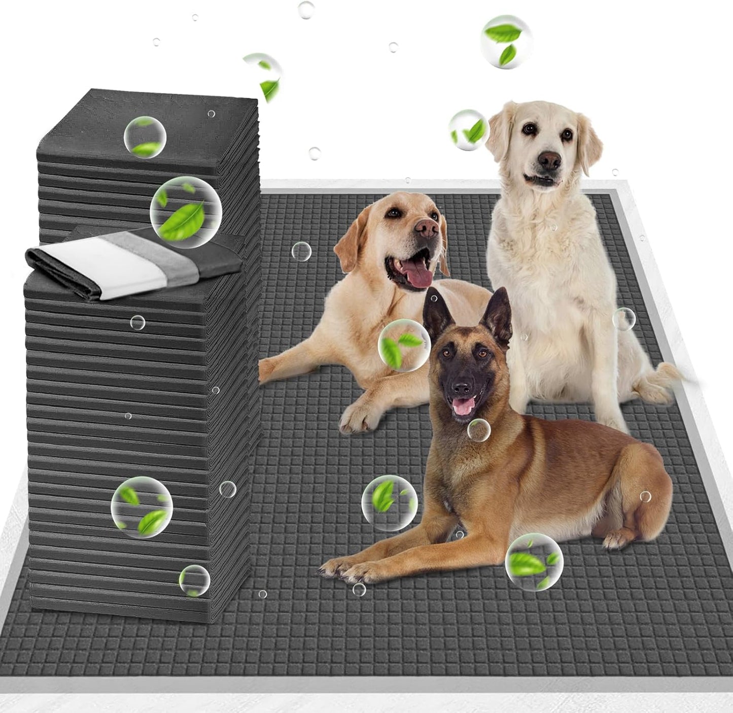 ELEGX Extra Large 34"x36" 30 Pcs Odor-Control Super Absorbency Charcoal Pee Pads for Dogs & Cats - Leak-Proof Thicken Disposable Potty Pads