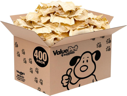 ValueBull USA Rawhide Chips, 400 Count Bulk Pack - Natural & Safe, USA Beef Hide, Long Lasting, Chemical Free, No Artificial Flavors