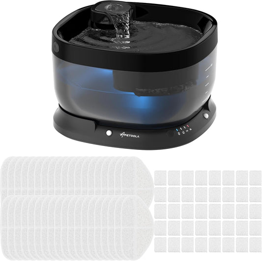 Wireless Dog Water Fountain with 40 Filters,Battery Operated Dog Water Dispenser with Motion Sensor, 237 oz/ 7L Cordless Fountain Water Bowl for Large Dogs Cat(Replacement Filter for 10 Months)