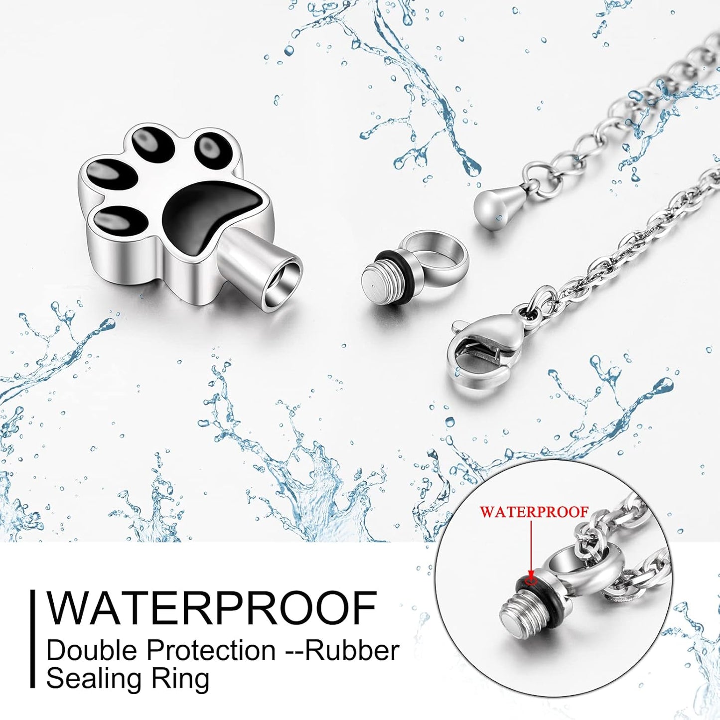abooxiu Paw Print Urn Necklace for Ashes Cremation Necklace for Pet Ashes Stainless Steel Ash Necklace Memorial Ash Holder