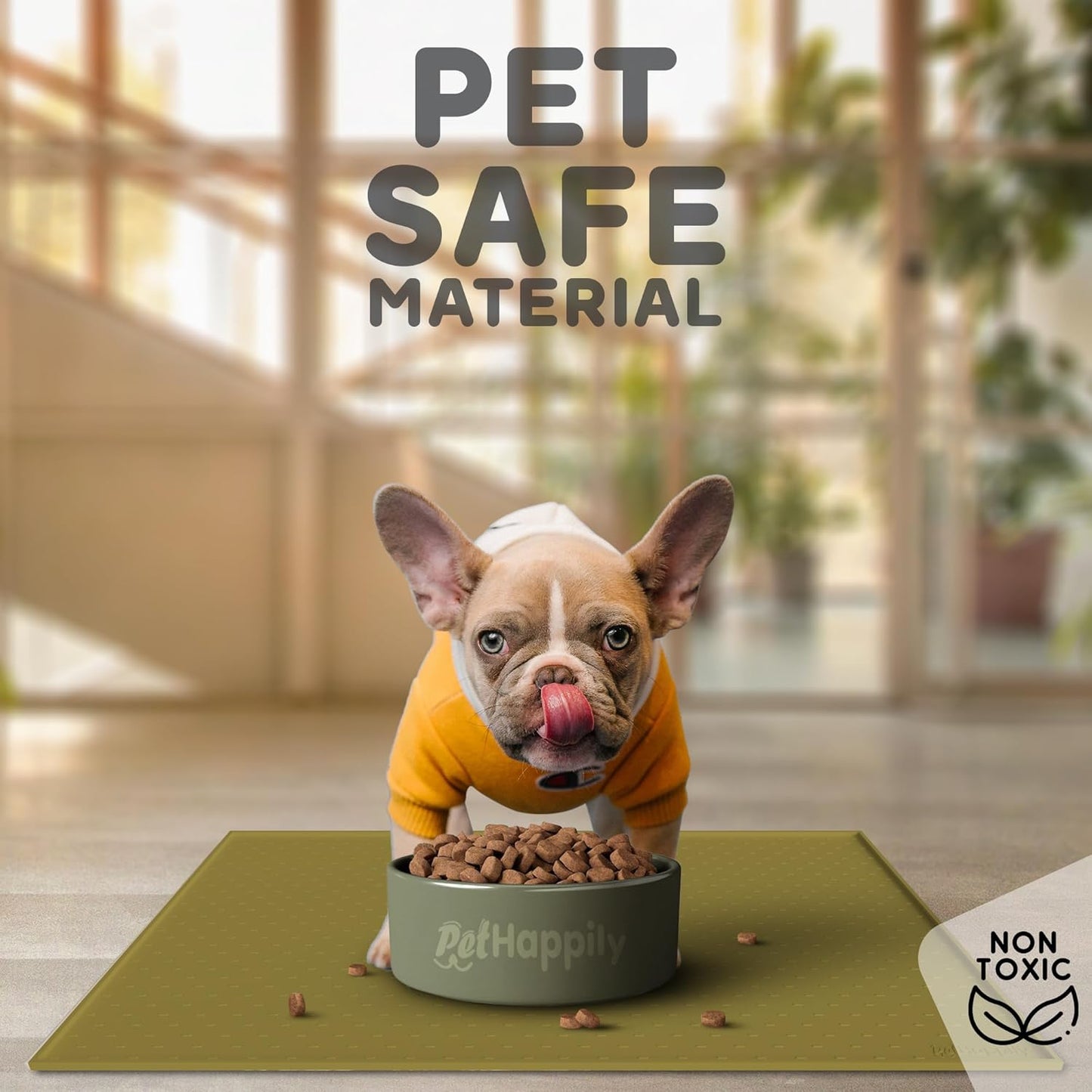 Dog Food Mat - 24x15 Raised Edges Dogs Mat for Food and Water Prevent Spill, Waterproof Cat Food Mats Protect Floors, Easy Clean Dog Bowl Mats for Food and Water, Silicone Pet Feeding Placemats