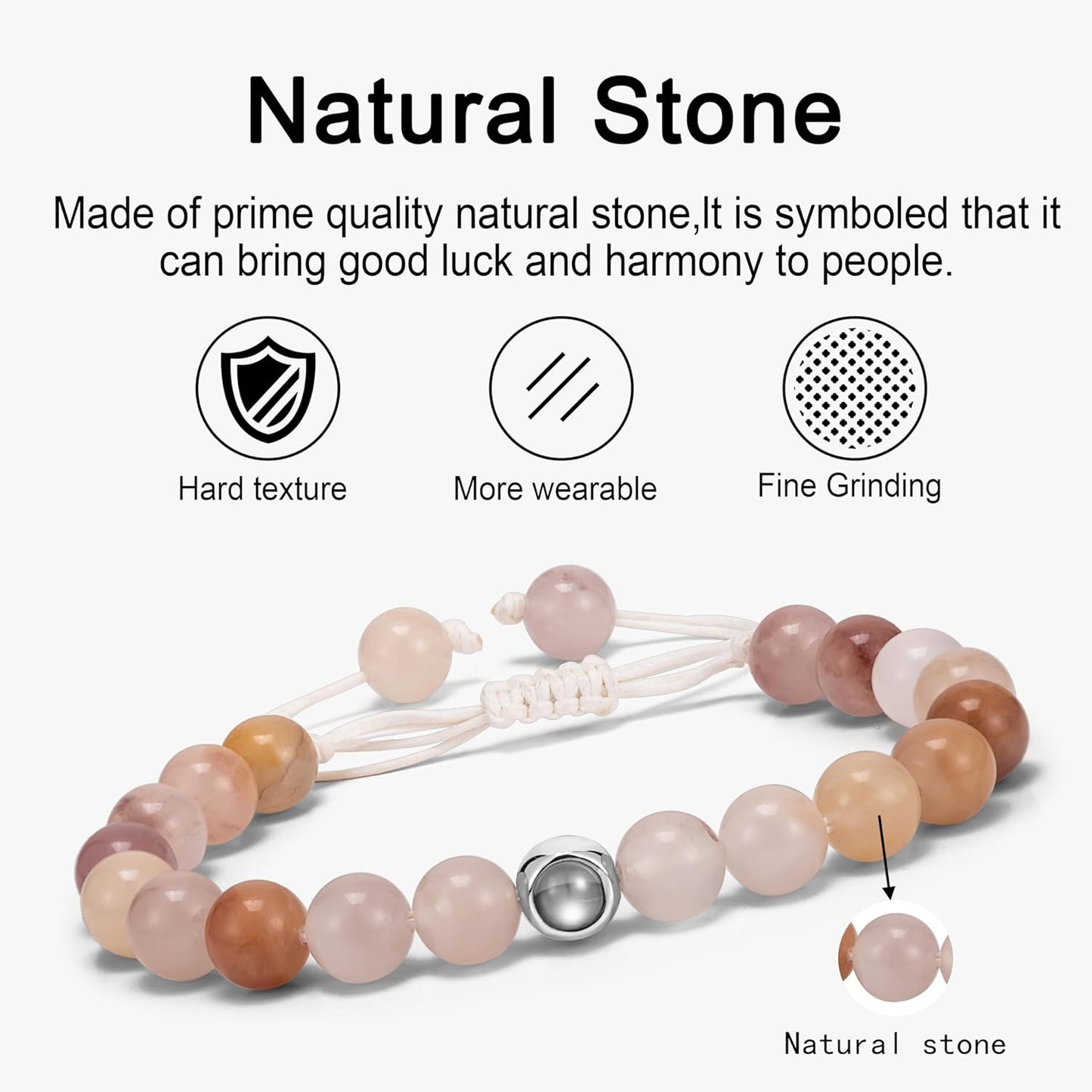 EMIRISTIC Custom Photo Bracelet - Personalized Picture Natural Stone Cuban Chain Bracelet - Any Special Day Gifts