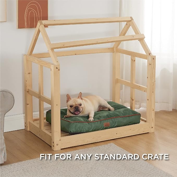 Bedsure Washable Dog Bed Medium Size Dog - 3 Inch Thicken Up to 45lbs Pet Mat Pillows with Removable Washable Cover, Green