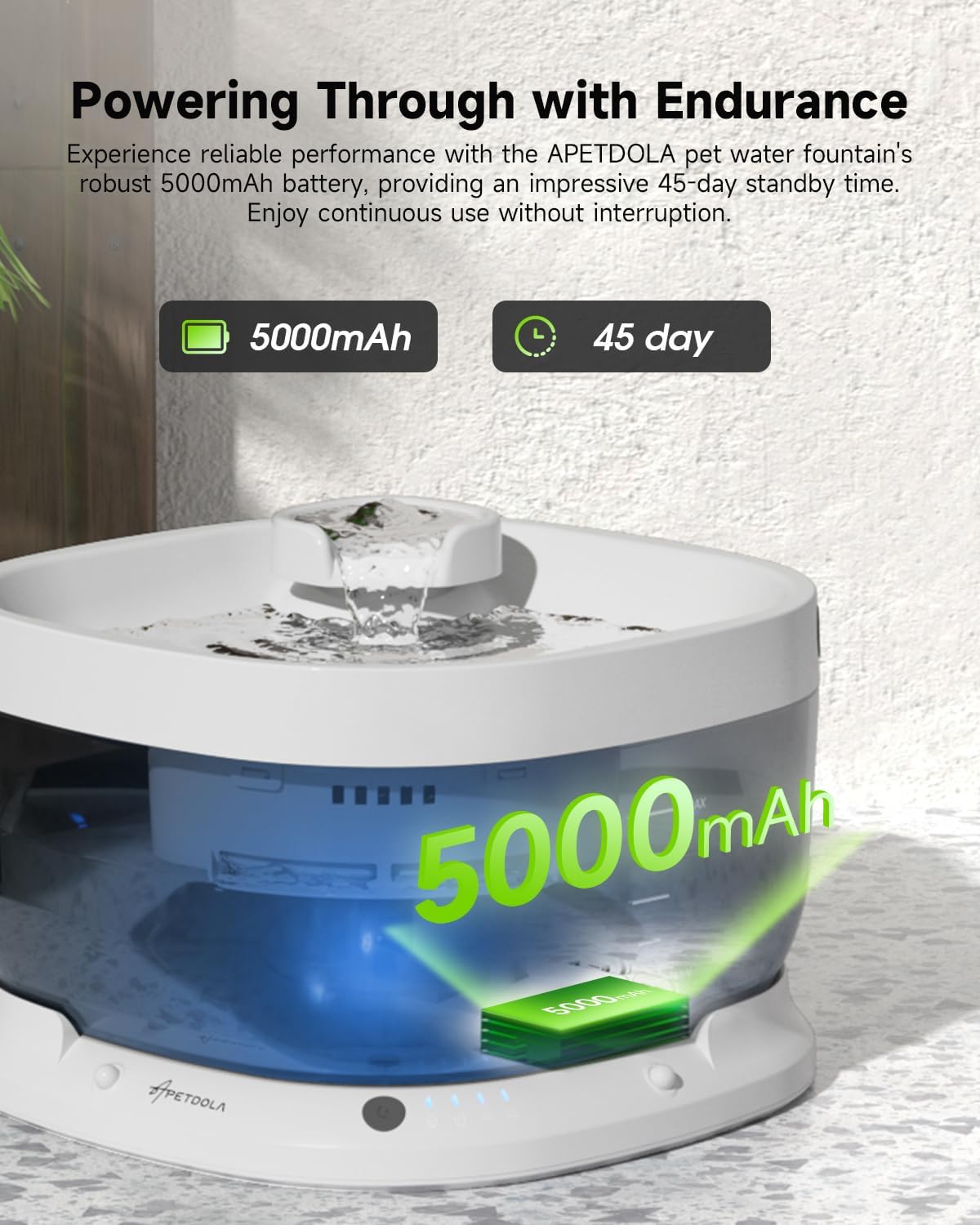 Wireless Dog Water Fountain with 16 Filter, Battery Operated Dog Water Dispenser with Motion Sensor, 237 oz/ 7L Cordless Fountain Water Bowl for Large Dogs, Cats（ Replacement Filter for 4 Months