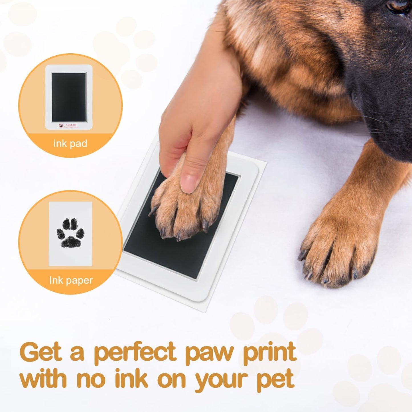 Dog Paw Print Kit with Frame, Paw Print Stamp Pad and Paw Print Clay, Paw Print Impression Kit with Customization Tool, DIY Memorial Gifts for Dogs Cats Lover