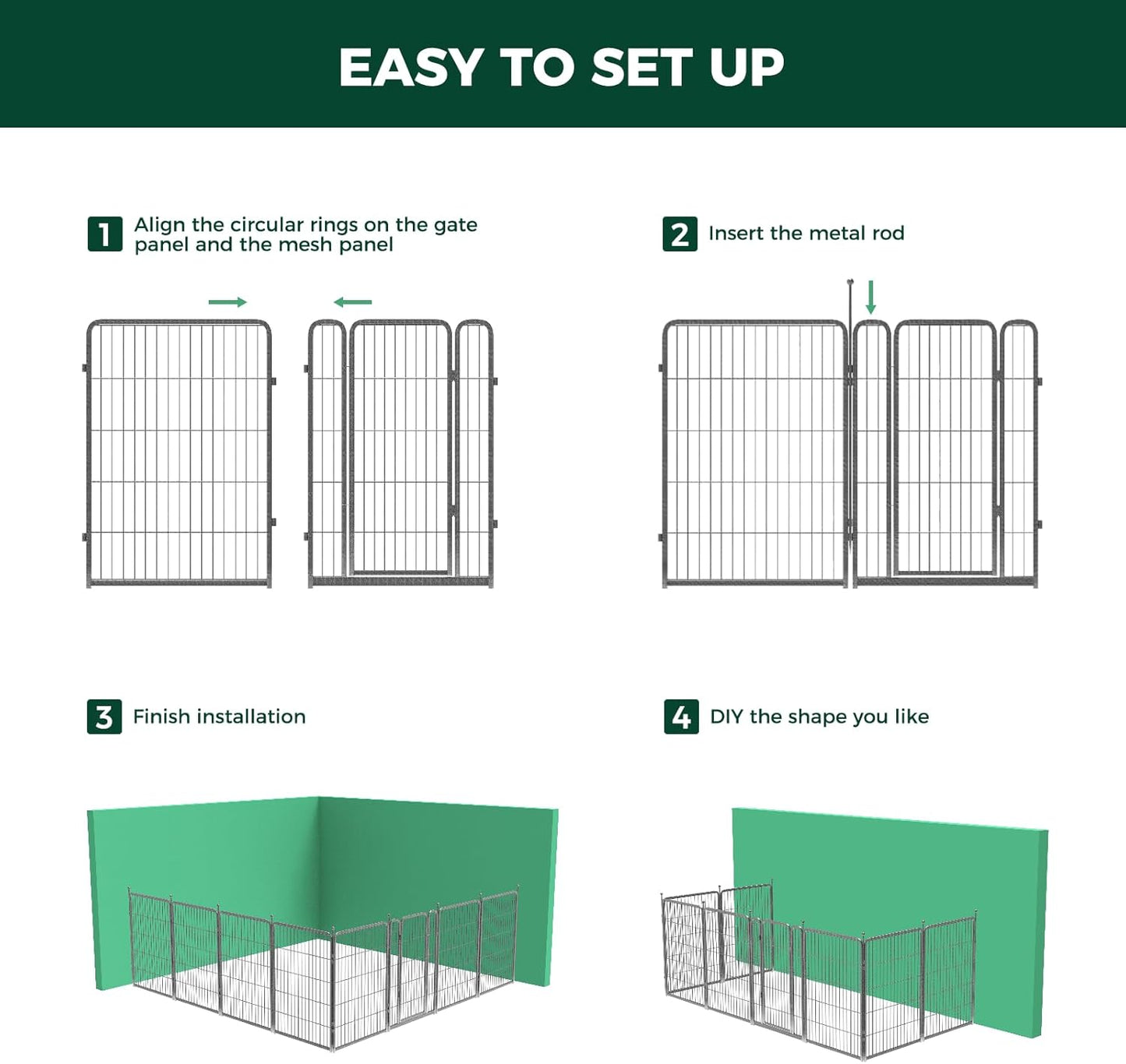 FXW Aster Dog Playpen Designed for Yard, 40inch 48 Panels