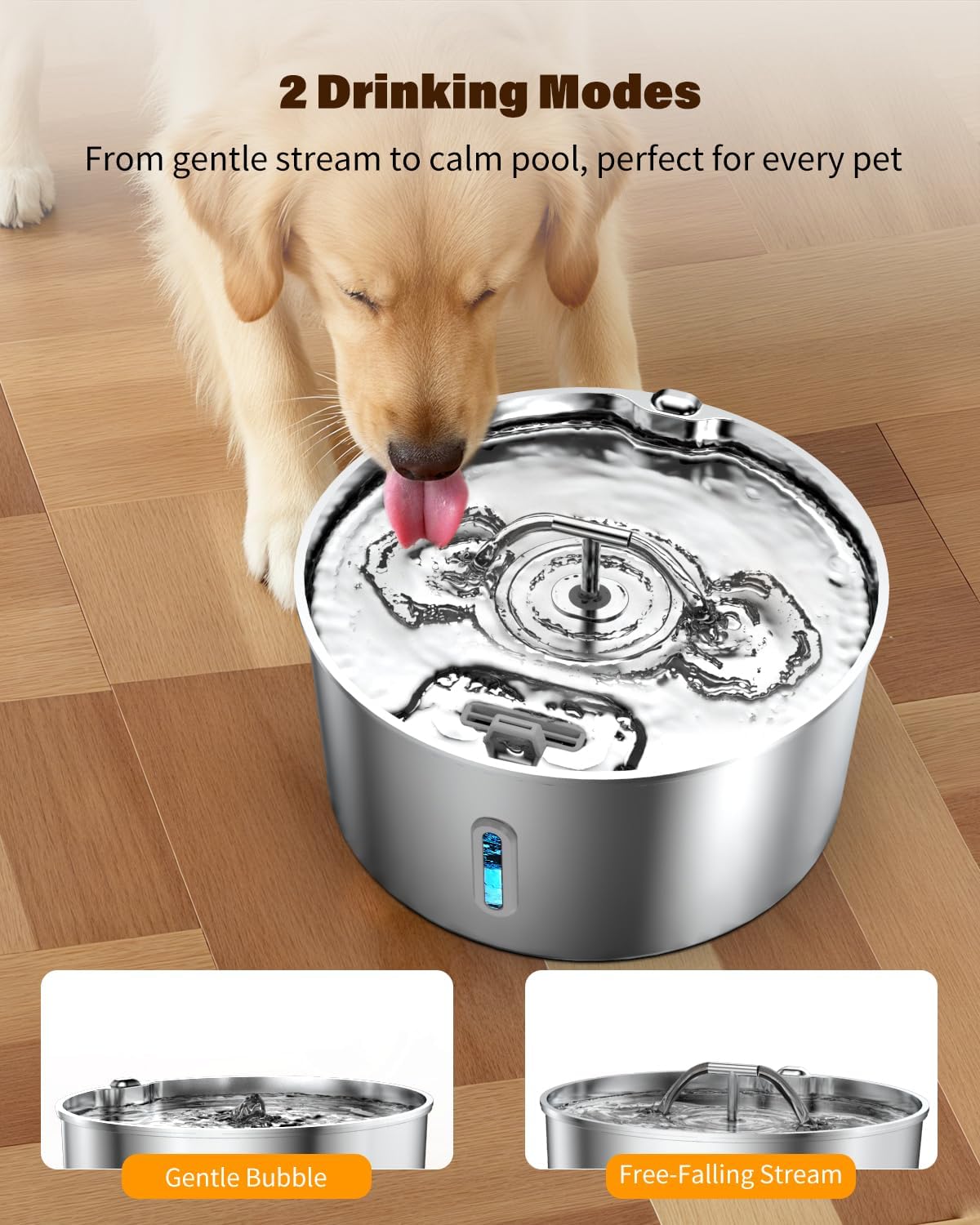 Dog Water Fountain for Large Dogs, 7L/236oz Stainless Steel Dog Water Bowl Dispenser, Automatic Pet Fountain with Ultra Quiet Pump, Large Drinking Area