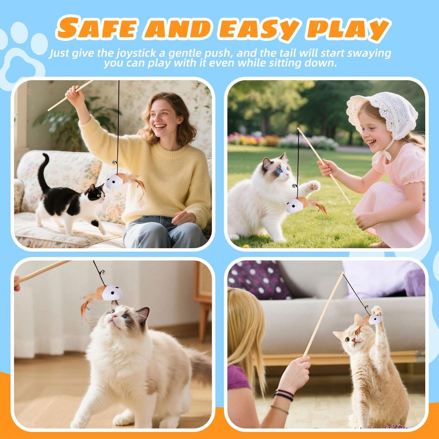Cats Wand Toy Cat Teaser Toy Stretchy Rope Mouse Shape with Bell Feather Cat Self-Help Relief Toys Bite and Wear Resistant Pet Interactive Toy Suitable for Kittens Adult Cats Households