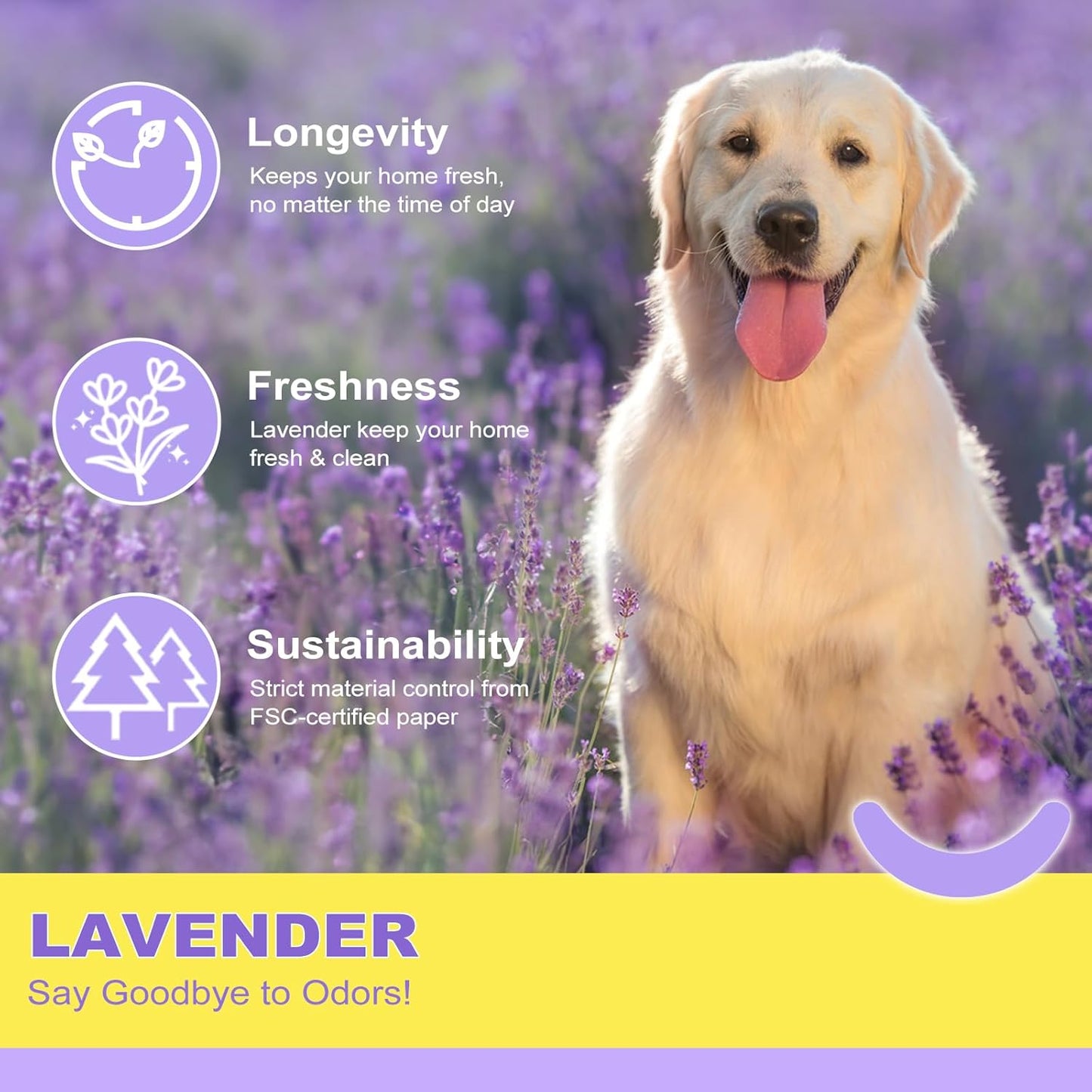 MIZOK Dog Pee Pads 36x36in, Extra Large Pee Pads for Dogs, Keeps Fresh & Clean, Ultra Absorbent Up to 11 Cups, 6 Layers Leak-Proof, Purple Lavender Color (30 Counts)