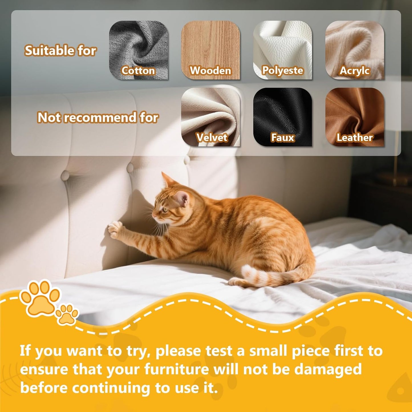 Anti Cat Scratch Furniture Protector, 8 Pcs Self-Adhesive Couch Protector for Cat Claws, Heavy Duty Couch Cover Furniture Protectors from Cats Scratching Tape for Sofa, Corner, Door, Chair