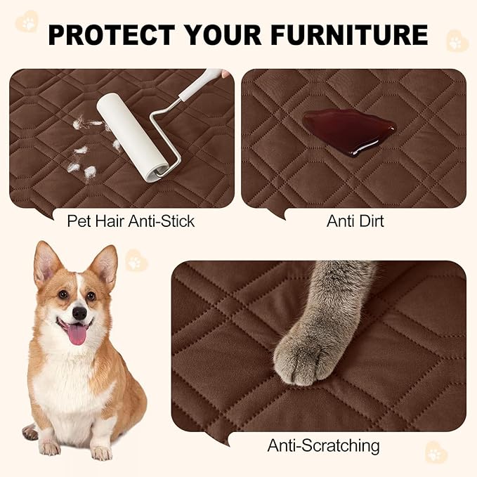 Smiry Waterproof Dog Blanket, 30x70 Inch Soft Pet Bed Cover Reversible, Washable Sofa Couch Furniture Protector for Small Medium Large Dog Puppy Cat, Brown/Chocolate