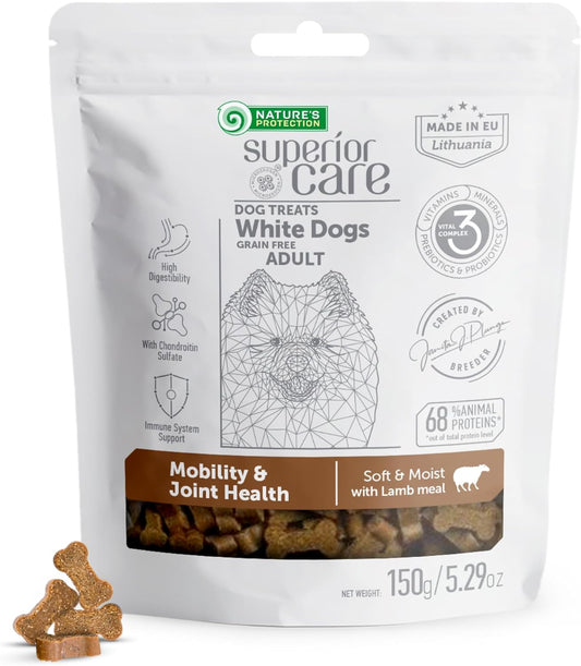 Nature's Protection Grain Free Low Calorie Dog Treats - Training Treats for Small, Medium & Large Breed Adult Dogs with Light Fur (Superior Care - Lamb, 5.29 oz)