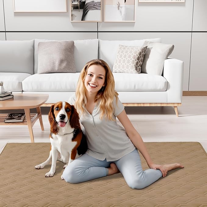 Smiry Waterproof Dog Blanket, 52x82 Inch Soft Pet Bed Cover Reversible, Washable Sofa Couch Furniture Protector for Small Medium Large Dog Puppy Cat, Camel/Beige