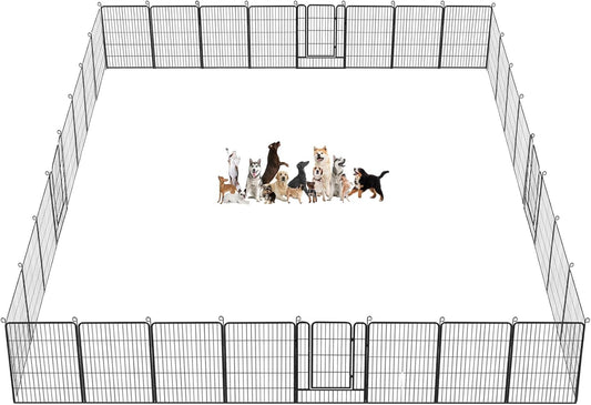 Dog Playpen Fence for Yard, 32inch 40 Panels Anti-Rust Pet Playpen Exercise Pen with Lock, Portable Pet Fence for Yard RV Camping