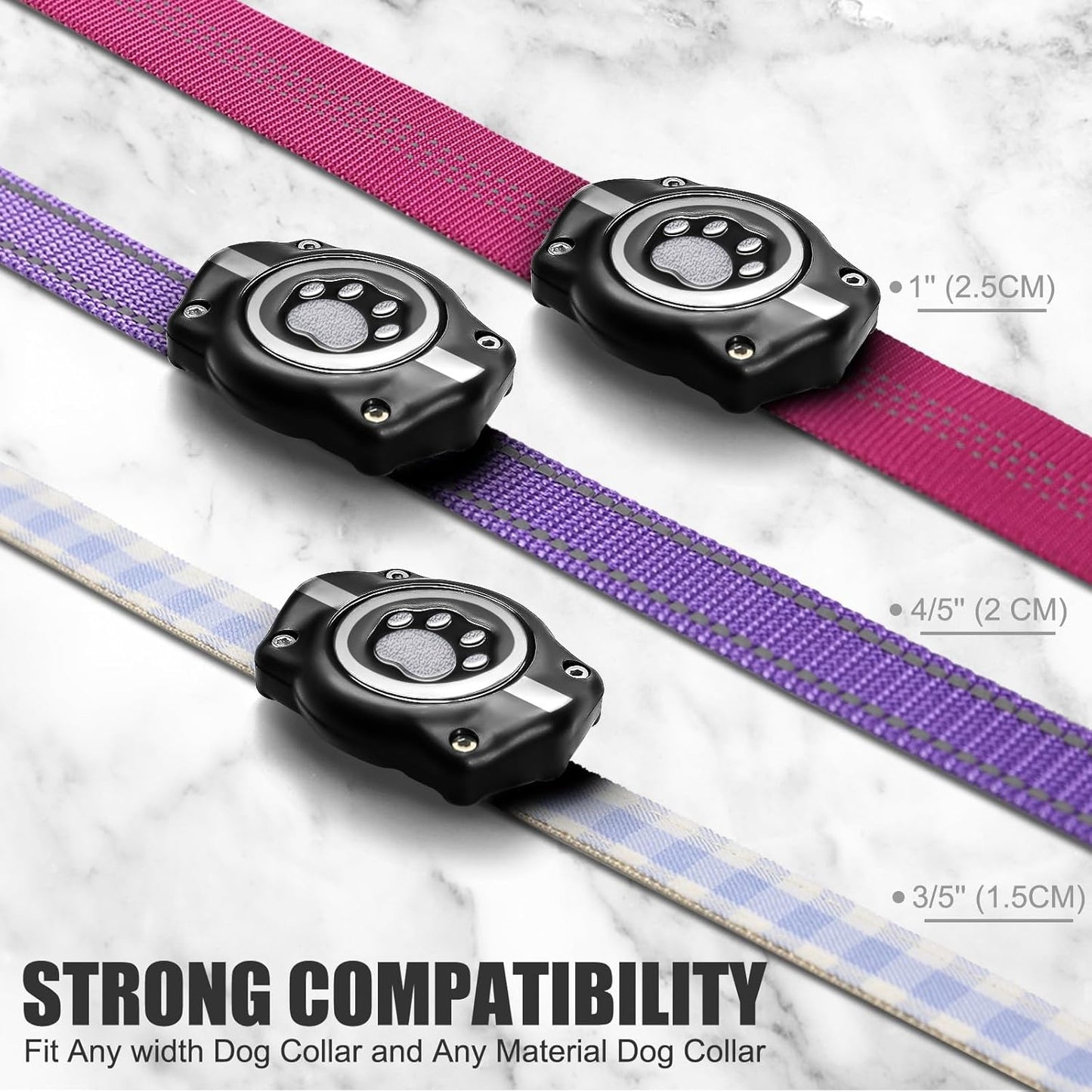 AirTag Dog Collar Holder, 100% Waterproof Air Tag Mount, Pet AirTag Case for Dogs & Cat Collars, Ultra-Durable Dog Collar AirTag Holder - Fits All Width Collars (Reflective,2 Pack)