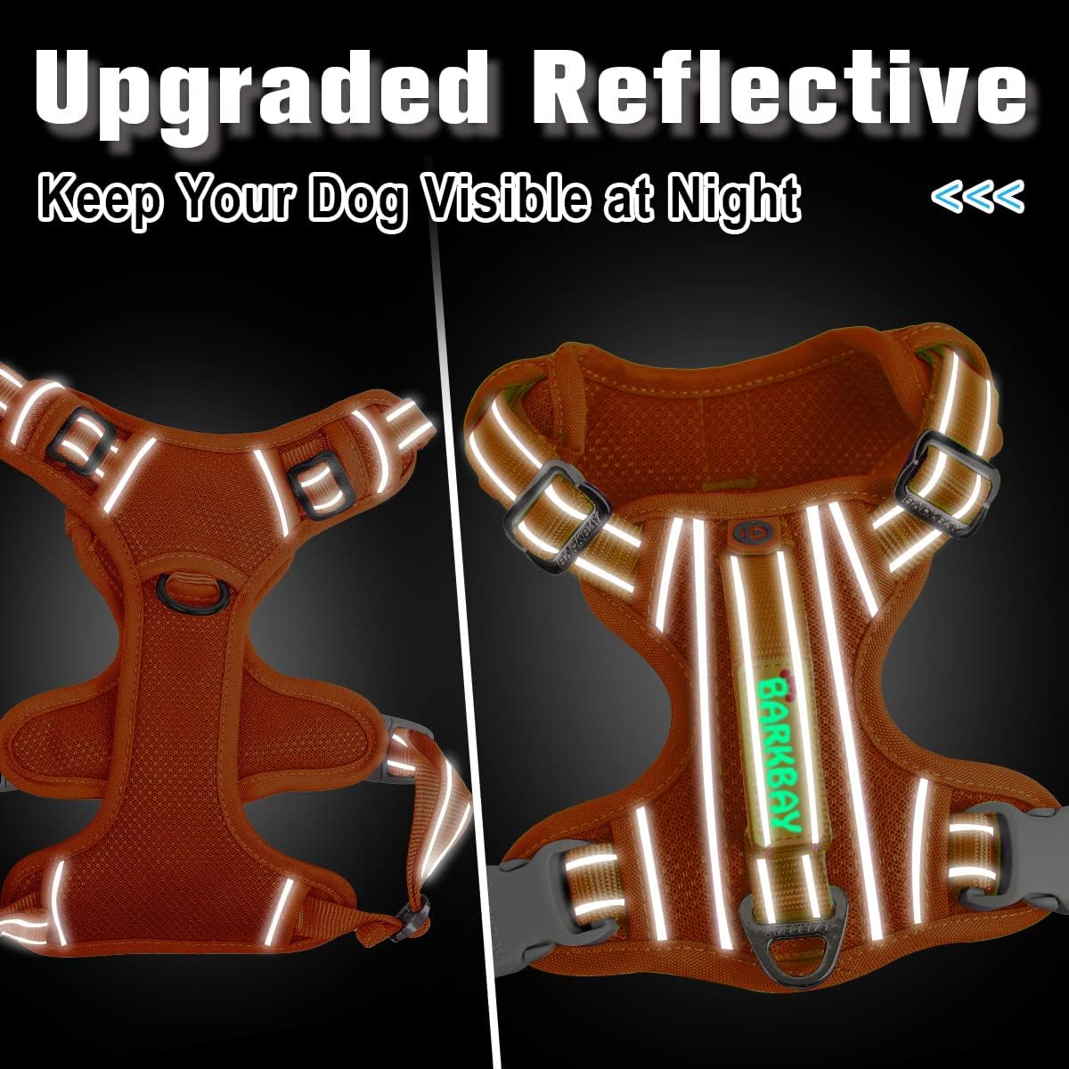 BARKBAY Dog Harness No Pull with ID Tag Pocket - Heavy Duty, Reflective, Easy Control for Large Dogs(Orange,XL)