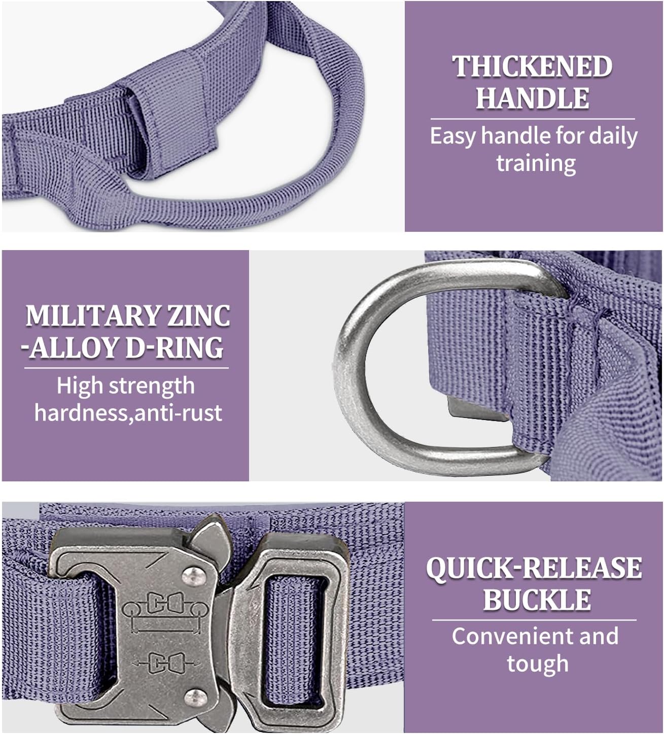COOYOO Dog Collar,3 Piece Set Tactical Dog Collars, Adjustable Military Training Nylon Dog Collar with Control Handle and Heavy Metal Buckle for Medium and Large Dogs