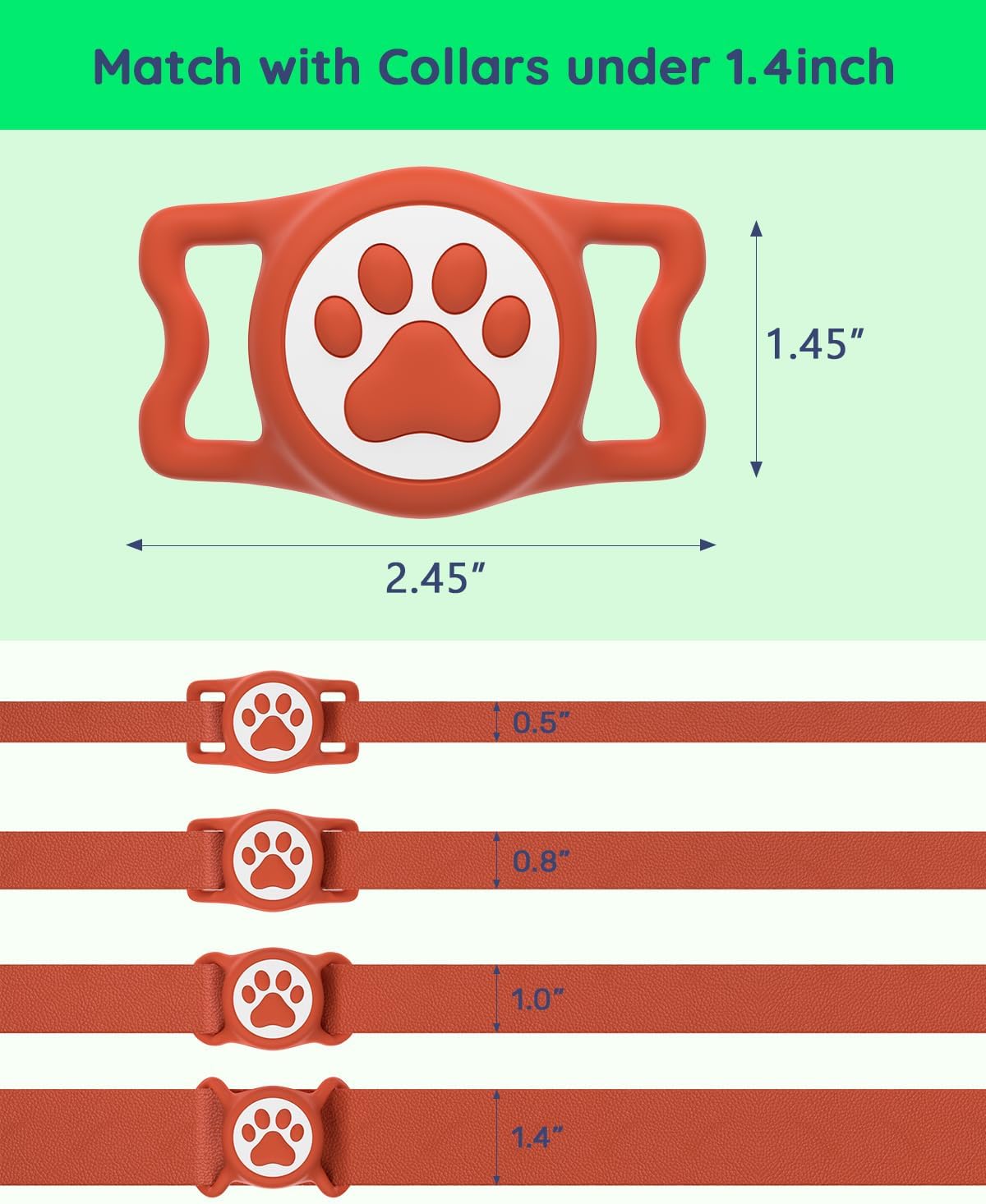 IP68 Waterpoof Dog Airtag Holder, Stretchy Silicone Full Body Covered Apple Air Tag Holder for Dog Cat Collar Fit All Width Collar (Red, 1 Pack)