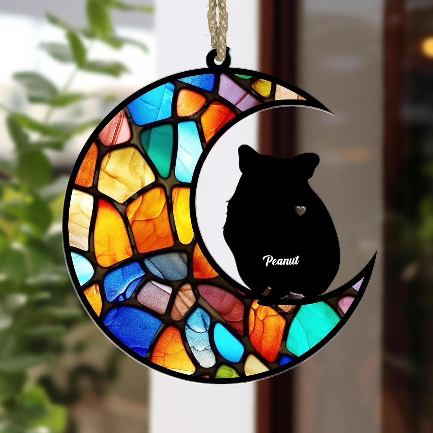 Personalized Hamster Memorial Suncatcher/Ornament - Custom Loss Guinea Pig Bereavement Ornaments, Pet Mouse Stained Glass Light Catcher Sympathy Gift, Pet Remembrance Keepsake Memory Window Hangings