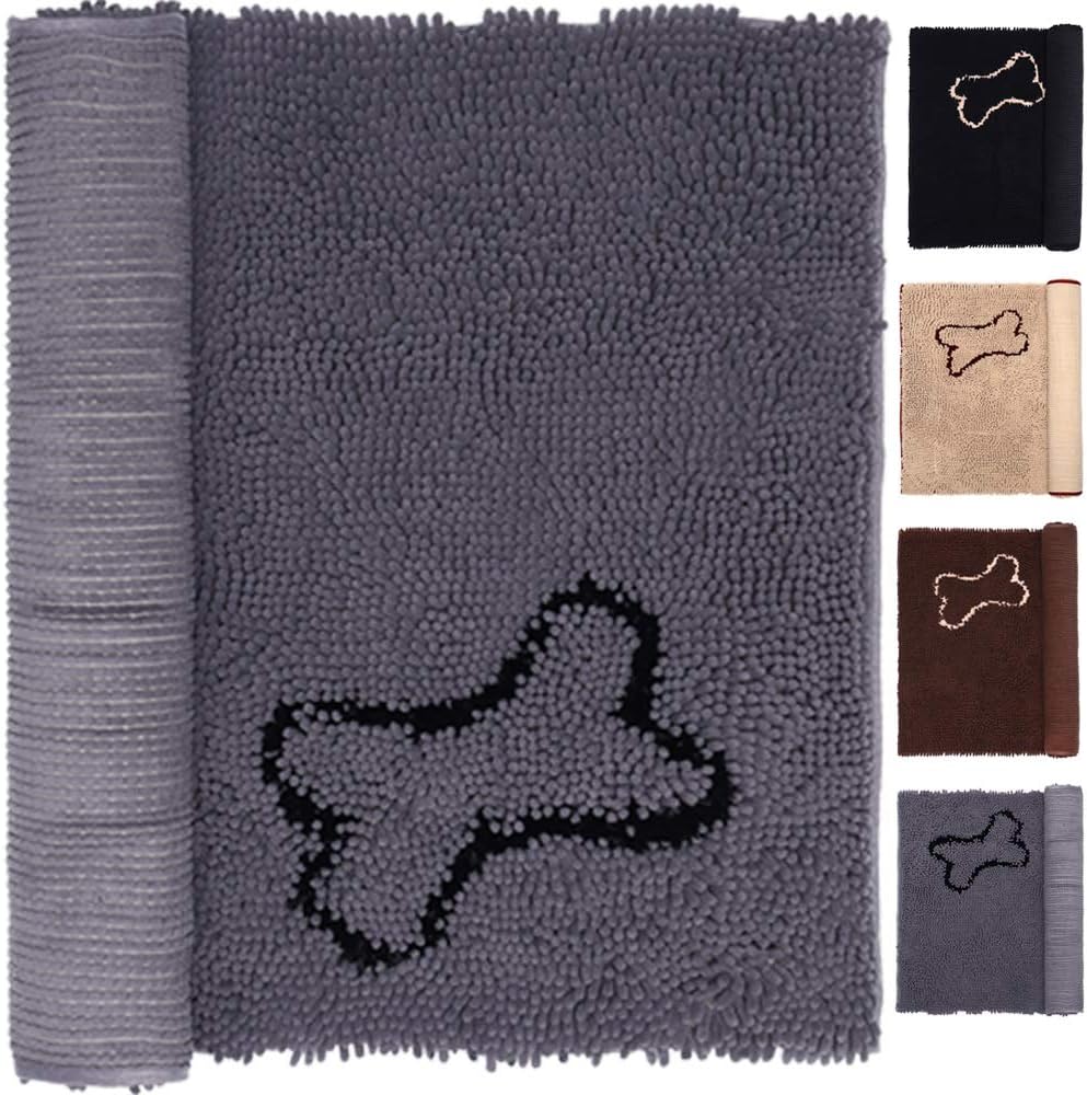 Gray Pet Dog Cat Bed Rugs Mats For Large Small Dogs Cats Doggy Puppy Paws Door Doormats Ultra Soft Shaggy Chenille Living Room Bedroom Kitchen Bathroom Area Rugs Water Absorbent Machine Washable Dry