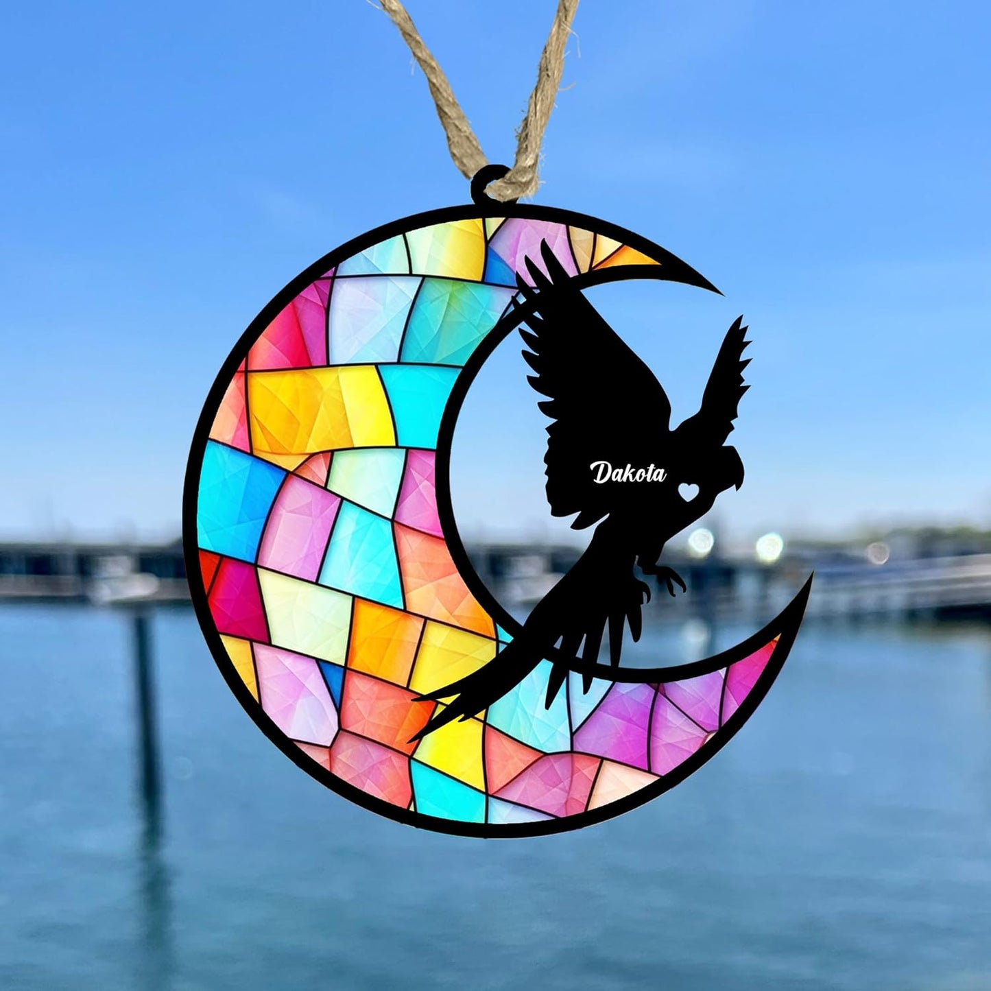 Personalized Parrot Memorial Suncatcher/Ornament - Custom Name Loss Cockatiels Bereavement Ornaments, Stained Glass Light Catcher Sympathy Gift, Pet Remembrance Keepsake Memory Window Hangings