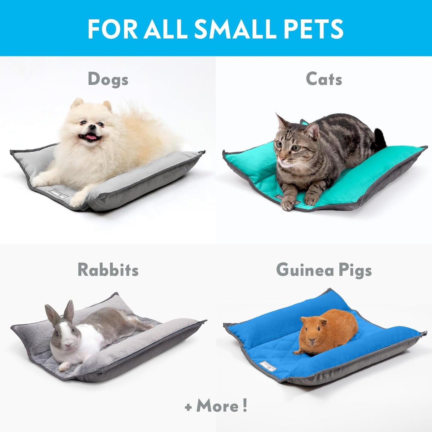 Paw Inspired Snuggle Bunny Bolster Bed for Rabbits, Cats, Dogs and Other Small Pets | Reversible Ultra-Soft Fleece Flop Bedding with Padded Sides (Gray/Faux Fur)