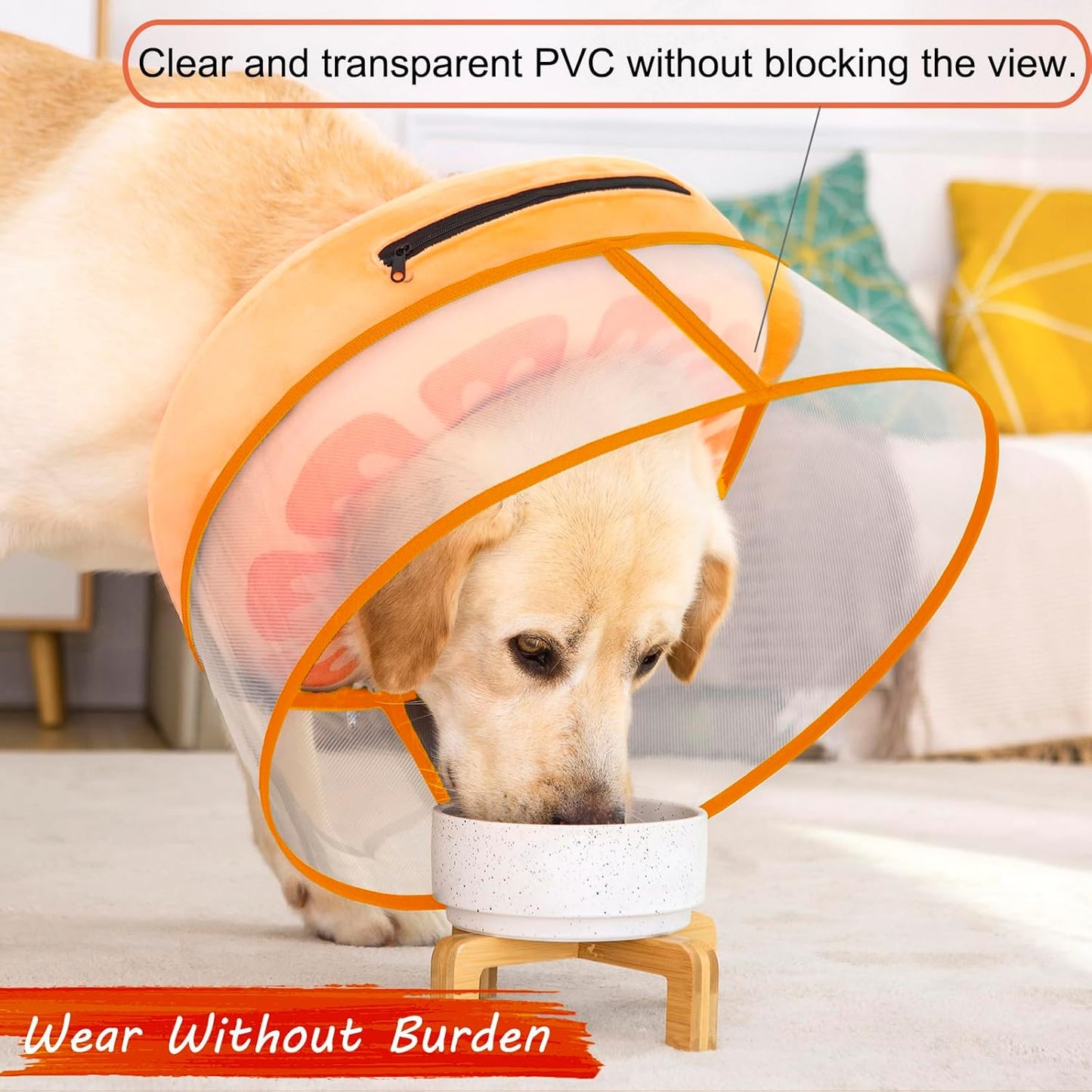 Inflatable Dog Cone Collar for Large Medium Small Dogs, Soft Dog Donut Collar Adjustable Recovery Cone for Pets After Surgery, Extra Enhanced Anti-Licking Guard Shield for Pets (Large, Orange)