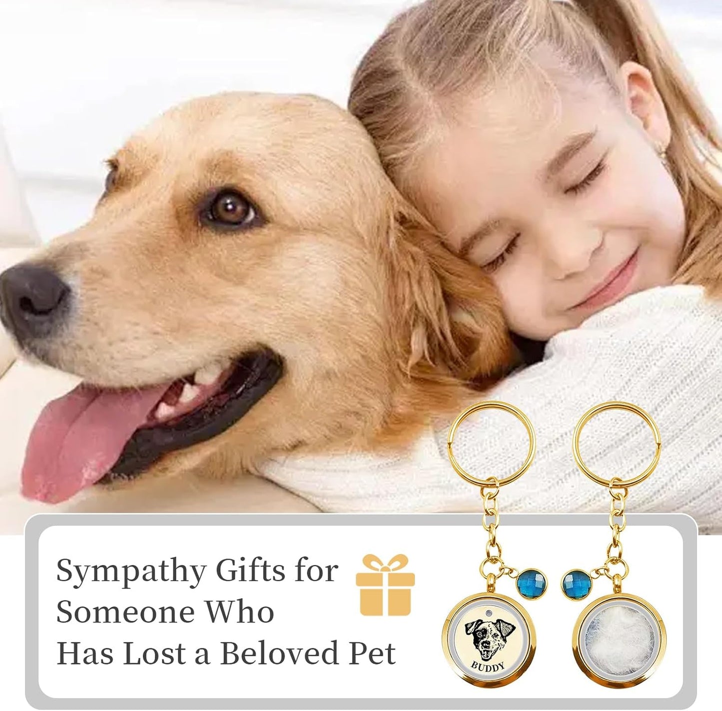 Custom Dog Hair Keychain with Photo Name, Personalized Pet Fur Keepsake for Dogs Cat Hair, Loss of Dog Sympathy Gift