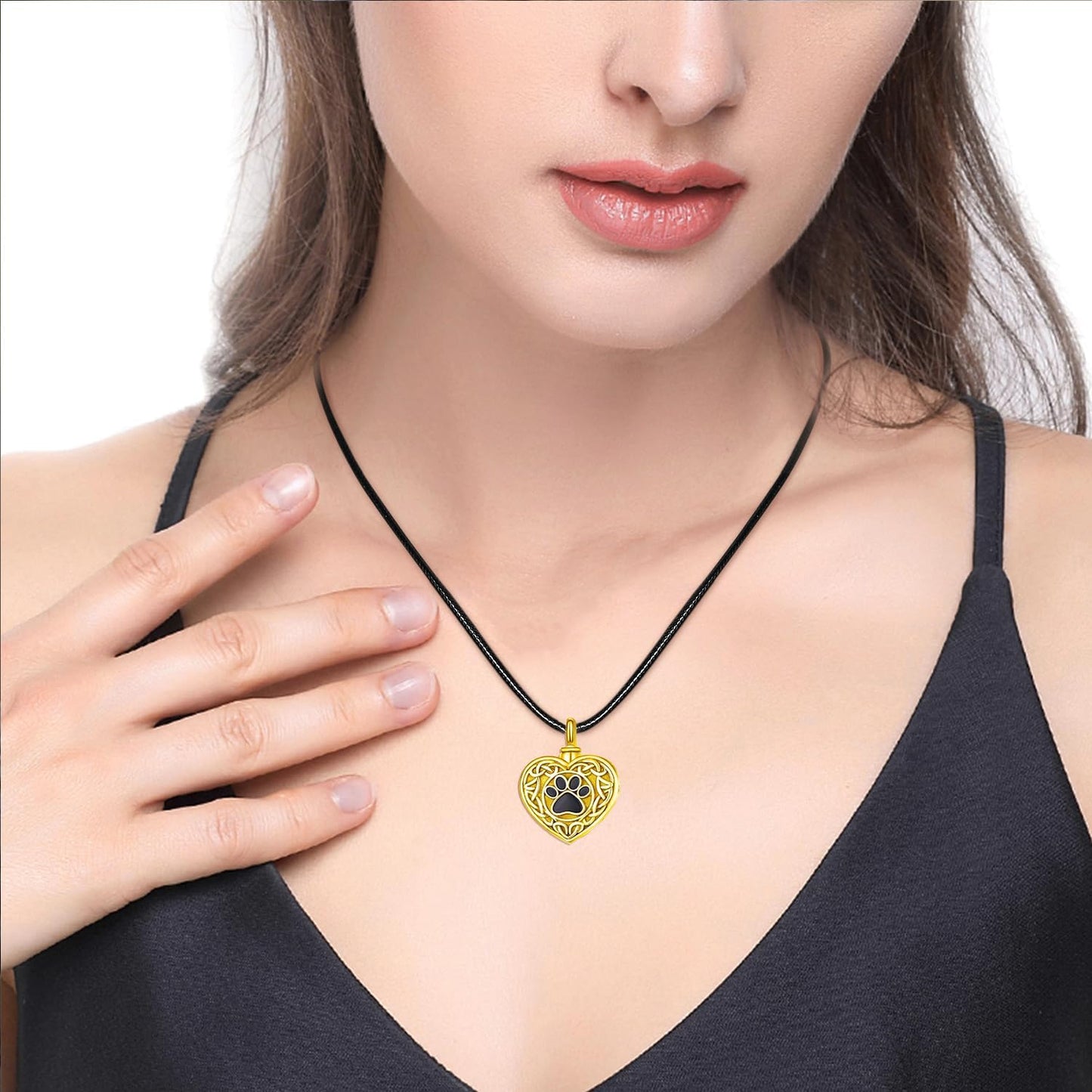 Dreamboat Pet Urn Necklace for Dog Cat Ashes 925 Sterling Silver Paw Print Cremation Keepsake Pendant Celtic Knot Memorial Jewelry Gifts for Women Men