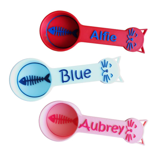 Personalized Cat Food Scoop, Cat Food Measuring Cup with Name, Kibble Scoop (2.67 oz - 1/3 cup)