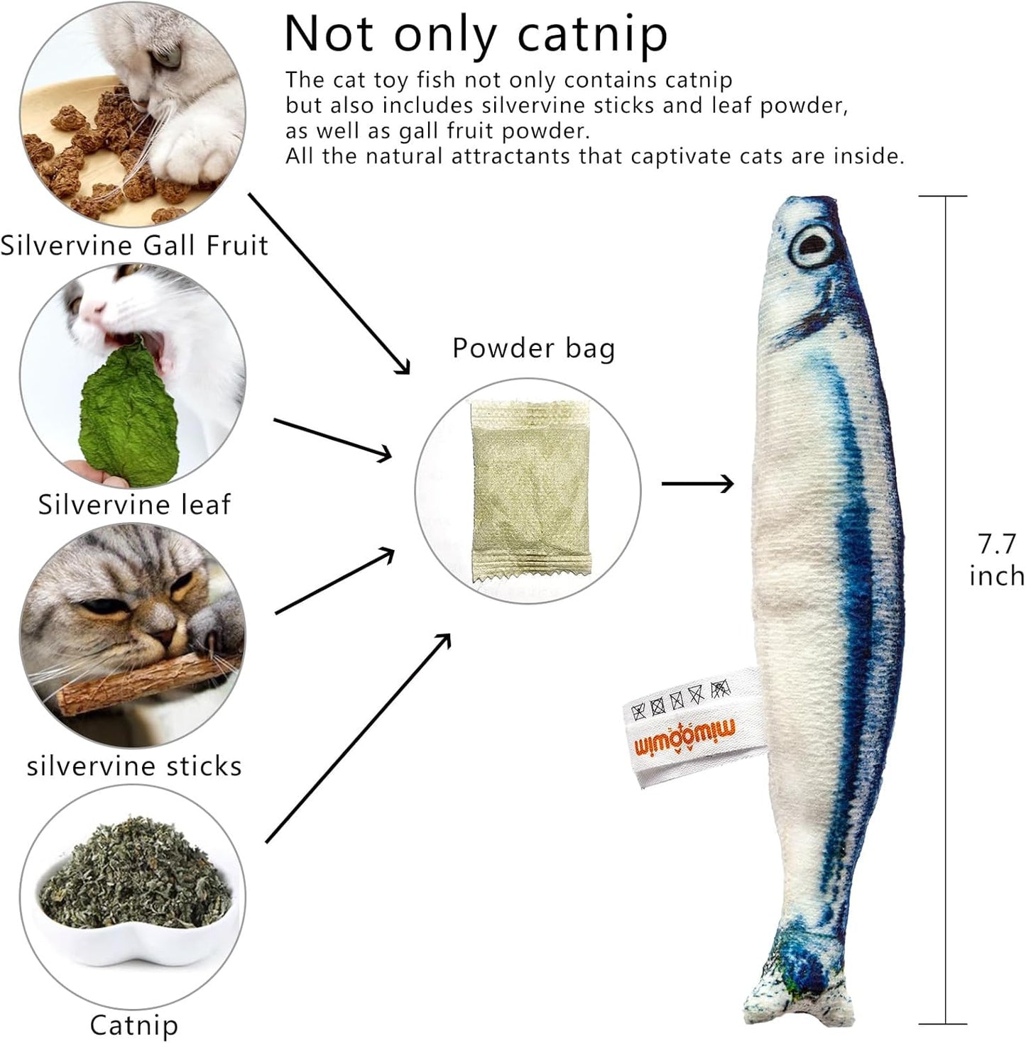 6 PCS Cat Fish Toy Soft and Durable,Cat nip Toy with Catnip Inside, Kicker Toys for Indoor Kitten Exercise,Kitty Teething Chew Toy (6 Sauries)