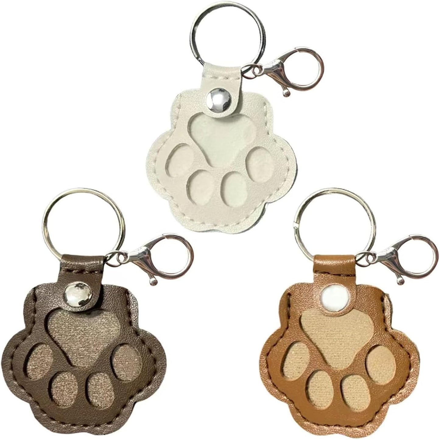 3 Pcs Pet Hair Fillable Keychain,Cat Paw Shaped Leather Keychain For Collecting Cat And Dog Hair,Pet Memorial Gifts for Bag Purse Paw Charm Key Holder.