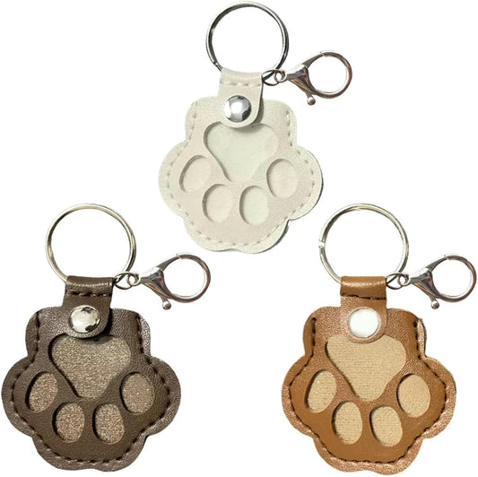 3 Pcs Pet Hair Fillable Keychain,Cat Paw Shaped Leather Keychain For Collecting Cat And Dog Hair,Pet Memorial Gifts for Bag Purse Paw Charm Key Holder.