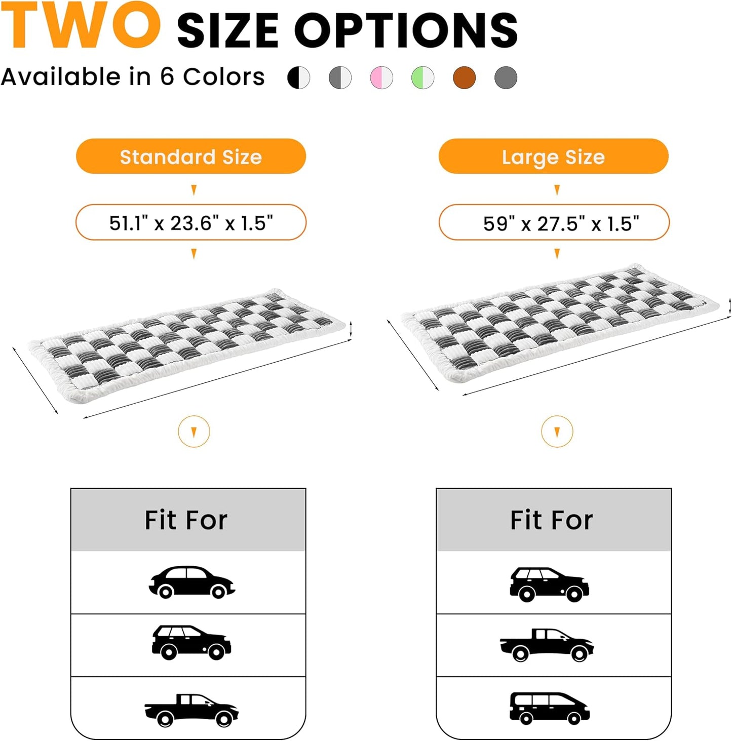 Backseat Dog Bed Mat for Car, Non-Slip Dog Bed for Car Back Seat, Soft & Cozy Dogs Blanket, Washable Travel Pet Mat Seat Protector for Cars, SUVs, Trucks (Grey/White, 59"L x 27.5"W x 1.5"Th)