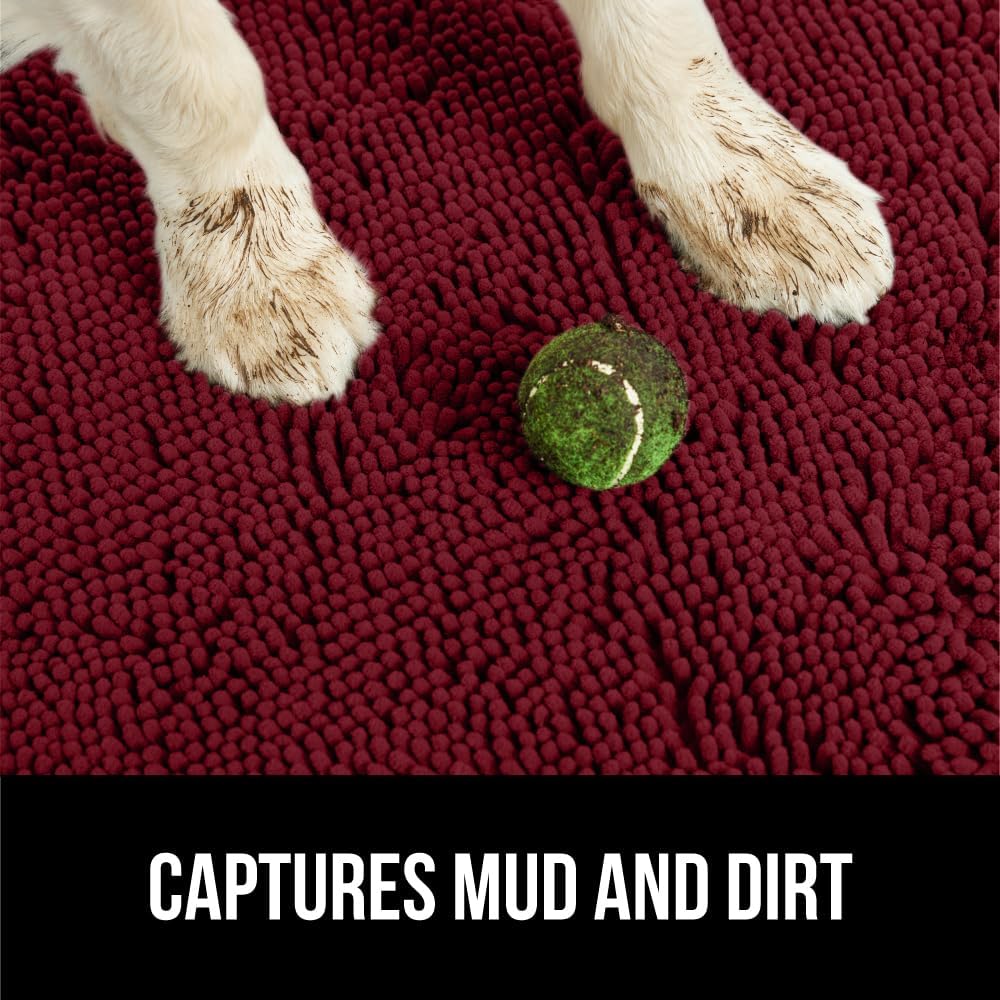 GORILLA GRIP Dog Doormat, Absorbent Doormats for Muddy Dogs Paws, 30x20 Machine Washable Soakstopper Rugs, Cleaner Floors, US Designed Pet Bed Door Mat, Indoor Entrance Pets Rug, Burgundy