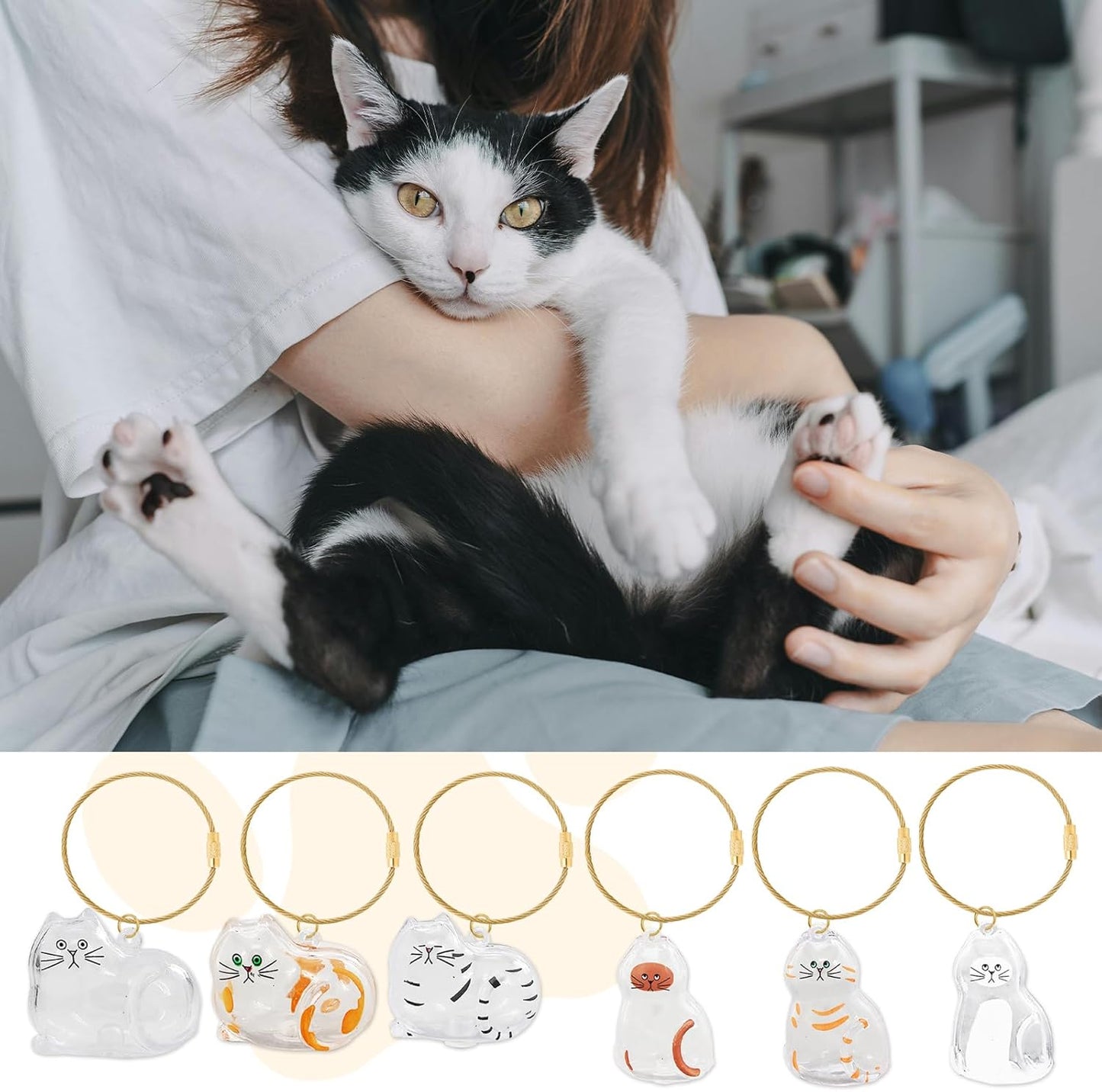 6 Pcs Cat Hair Storage Bottle Keychain, Cute Cat Fur Keepsake, Transparent Cats Hair Storage Box Pendants, Pet Memorial Gifts Accessories For Friends Wallet Backpack Handbag Keychain