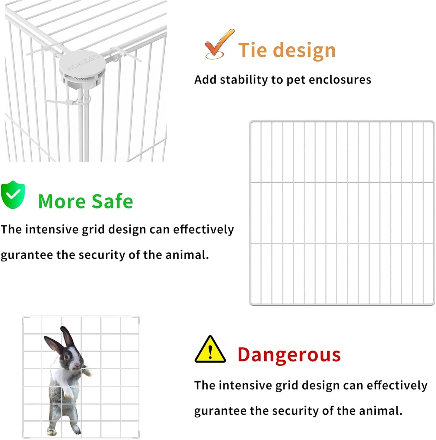 HOMIDEC Pet Playpen,Small Animals Cage DIY Wire Yard Fence with Door for Indoor/Outdoor Use,Portable for Puppies,Kitties,Bunny,Turtle 48" x 24" x 16"