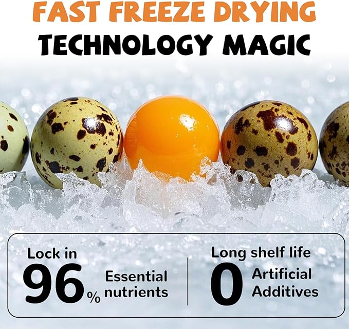 Freeze Dried Quail Egg Yolk Pet Treats, Freeze-Dried Pet Food for Dogs, Cats, Pure Fresh Ingredient, 4.2 oz, Rawhide Free, Gluten&Grain Free