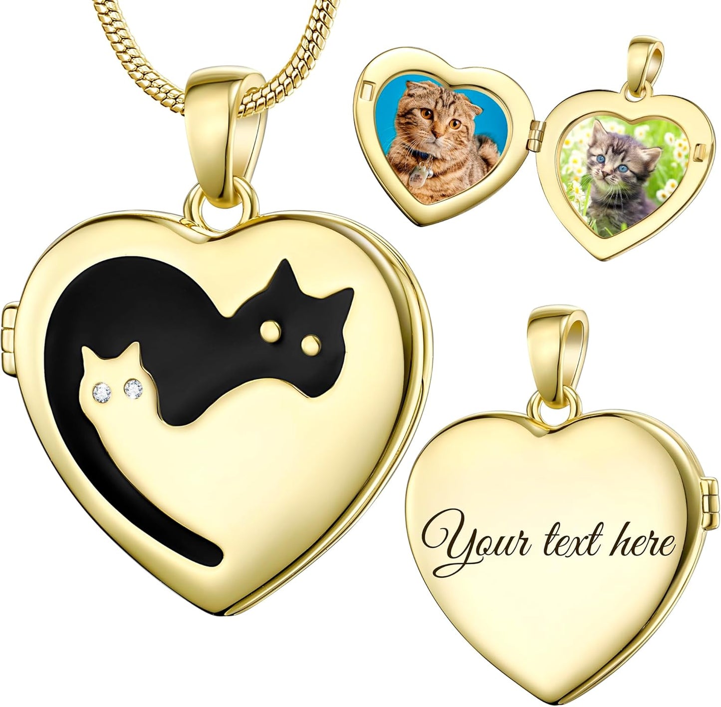 Fanery Sue Personalized Customized Pet Locket Necklace, Heart Lockets Picture Necklaces Dog Memorial Gifts Cat Sympathy for Women Men