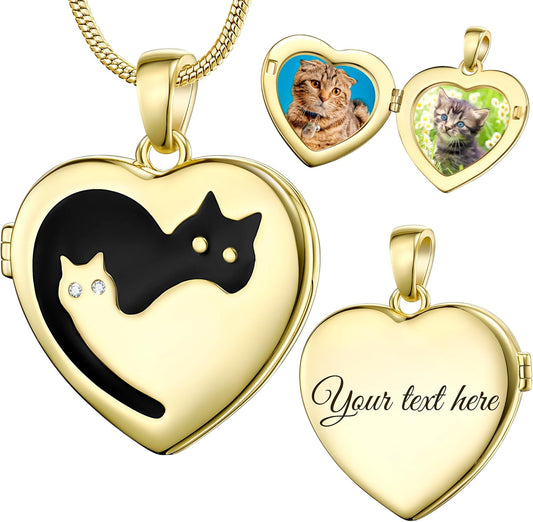 Fanery Sue Personalized Customized Pet Locket Necklace, Heart Lockets Picture Necklaces Dog Memorial Gifts Cat Sympathy for Women Men