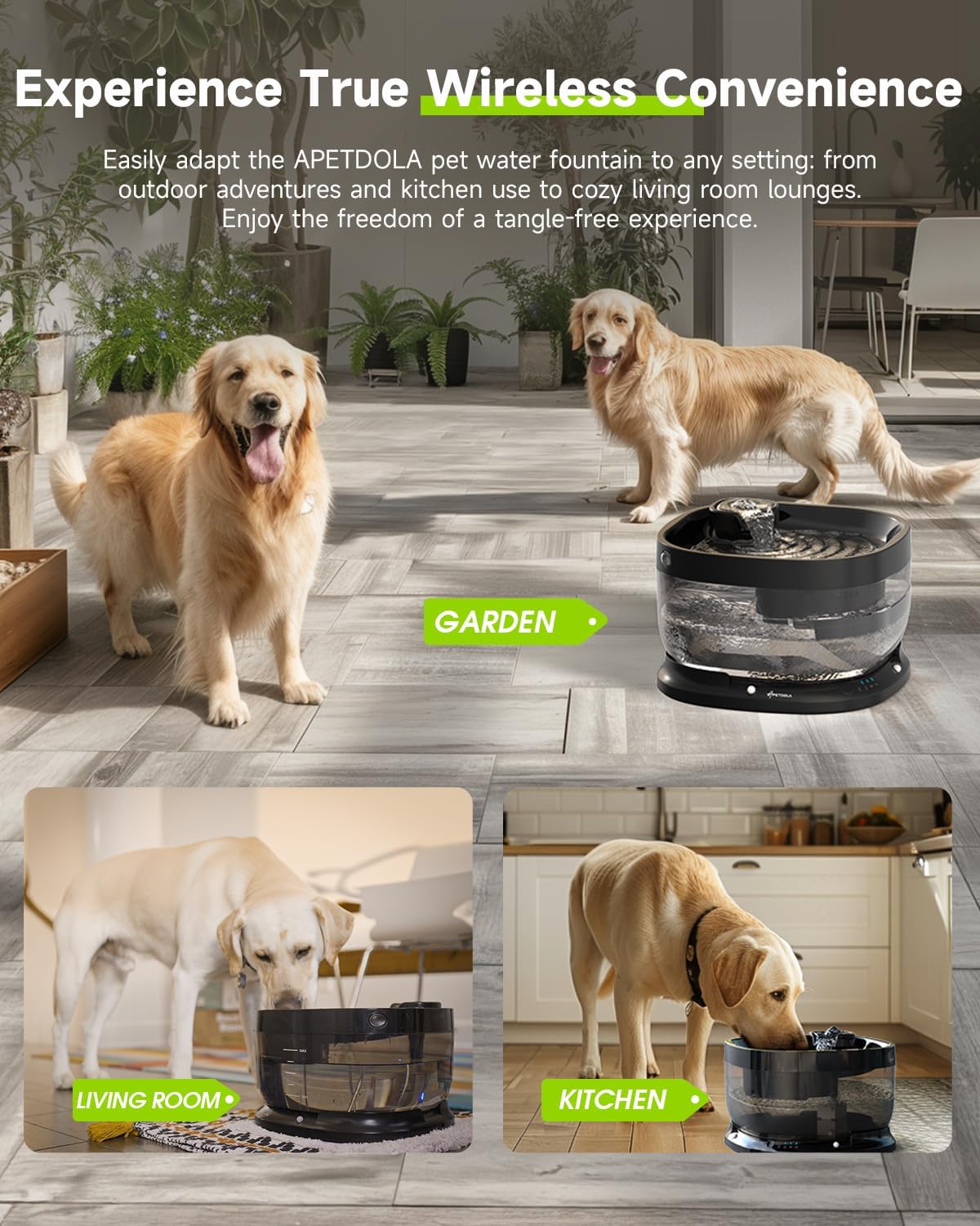 Wireless Dog Water Fountain,Battery Operated Dog Water Dispenser with Motion Sensor, 237 oz/ 7L Cordless Fountain Water Bowl 3 Work Modes for Large Dogs Cats Multi-Pets - FP30