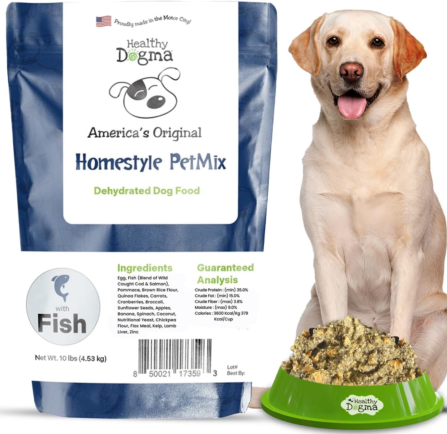 Healthy Dogma - Homestyle PetMix Dehydrated Dog Food with Wild-Caught Alaskan Salmon & Whitefish – Skin & Coat Support, Clean Ingredient Dog Food (Homestyle PetMix with Fish, 10 lbs)